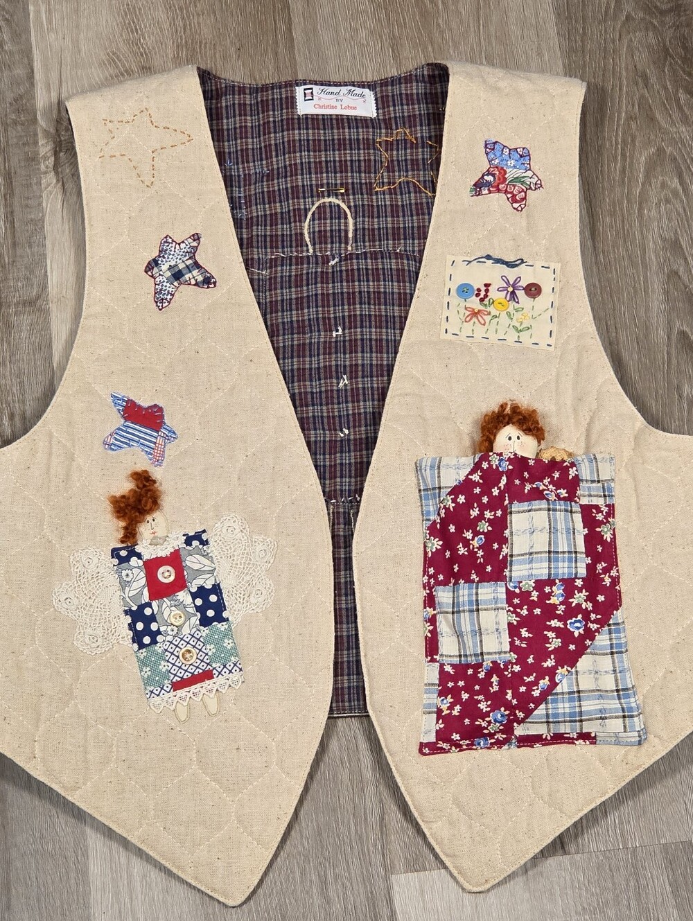 uniquely crafted, quilted folk art vest
